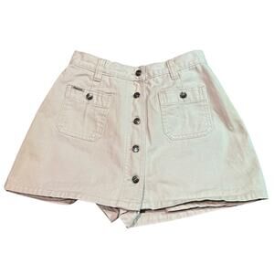 Vintage 90’s Aeropostale cotton cream denim button down skirt shorts size XS